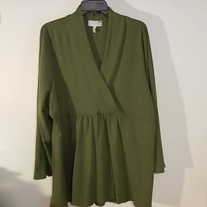 Sahalie plus 3X olive green tunic shirt top